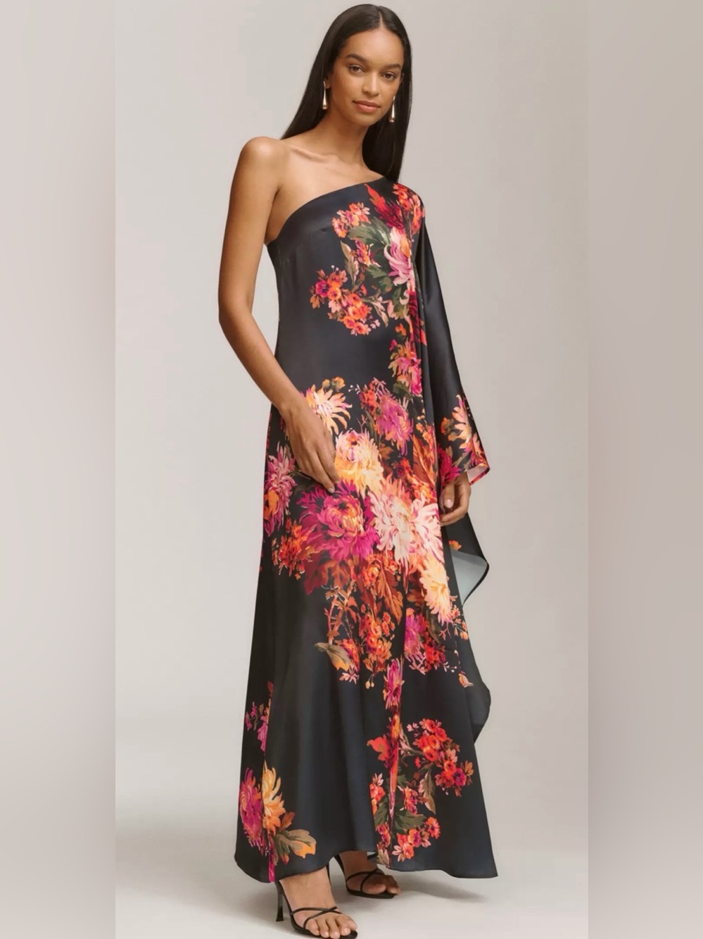 BHLDN Tiana One-Shoulder Satin Kaftan Dress - XSP